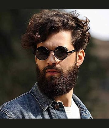 PIRASO Black Round Sunglasses ( Pack of 1 )