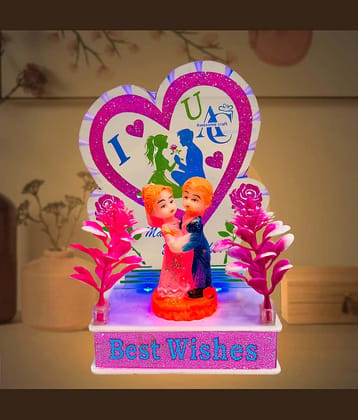 AWESOME CRAFT Romantic LED Couple Showpiece with Heart Design | RGB Color Changing Light | Best Wishes Table Decor | Valentine, Anniversary & Birthday Gift for Couples