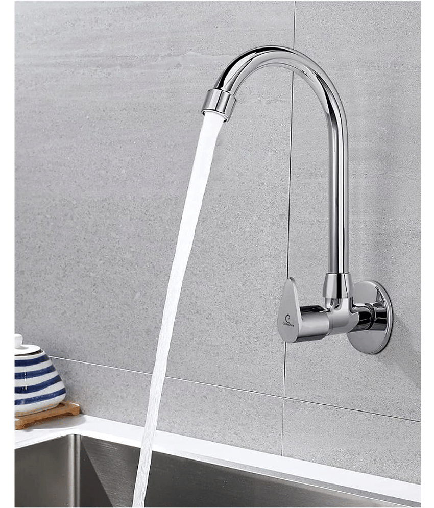 Bathfax Holex Zinc Alloy Wall Mounted Sink Cock Tap Steel Kitchen Sink Tap (Sink Cock)