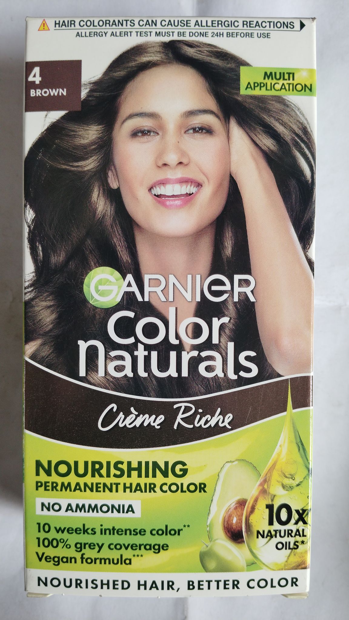 Garnier Color Naturals Creme riche Nourishing Permanent hair color No ammonia 4 brown 70ml+60g