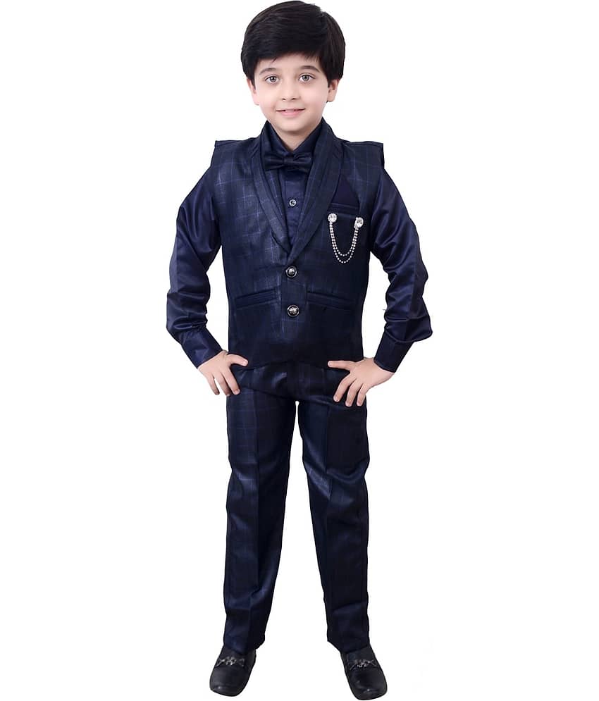 Arshia Fashions Boys Polyester Waistcoat ( Pack of 1 , Blue )