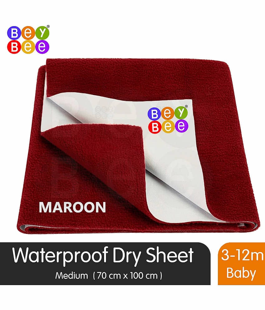 BeyBee Bed Protector Sheet (Medium (100cm X 70cm), Maroon)