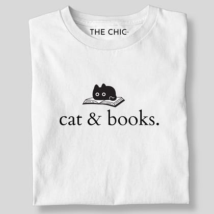CAT & BOOKS..-White / S