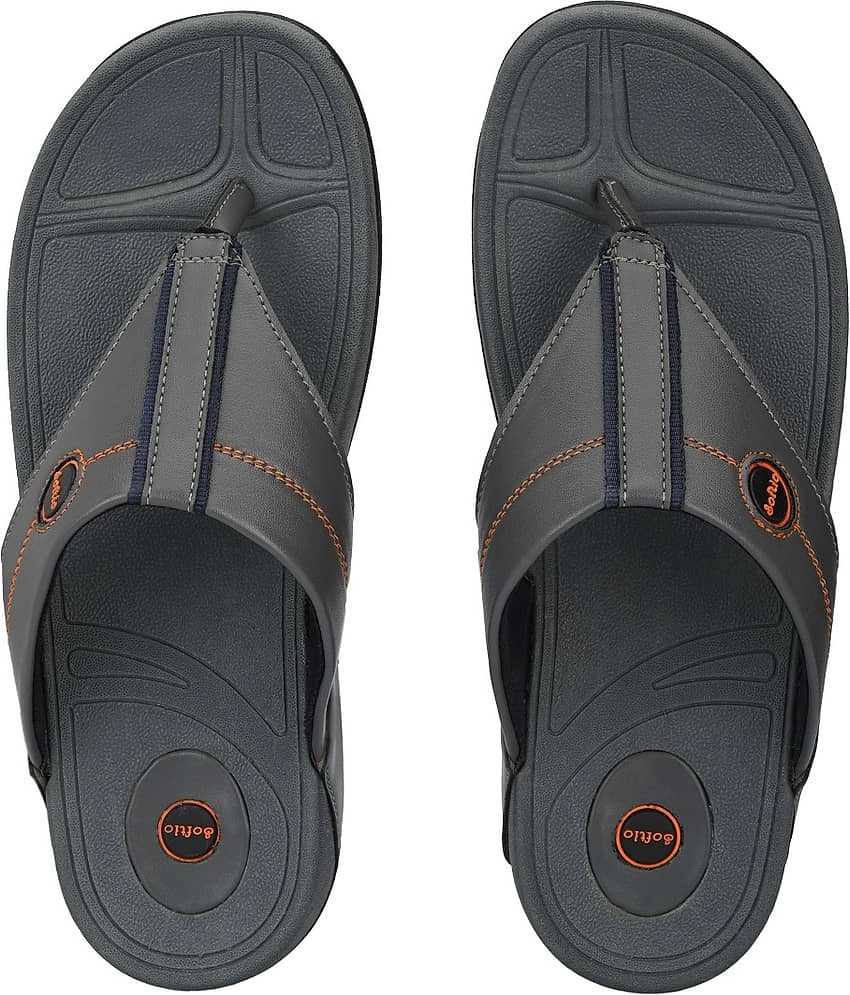 softio - Gray Men's Leather Slipper