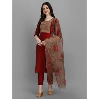 SVB Maroon Embroideried Kurta Set