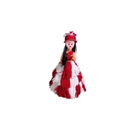 Handmade Woolen Tri_Colour Dressed Doll for Home Decoration and Gifting