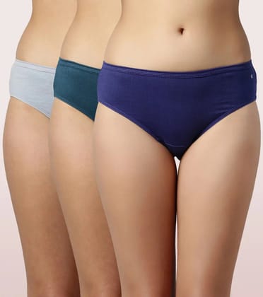 Enamor Hipster Solid Inner Elastic Panty Pack|Ch03 (Pack of 3) (Color may vary)-Assorted / L