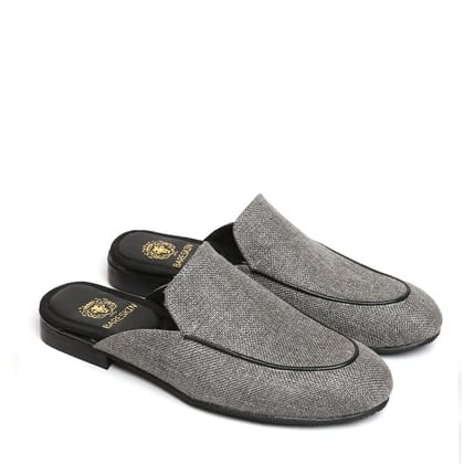 Grey Jute Apron Toe Mules By Bareskin-40/6