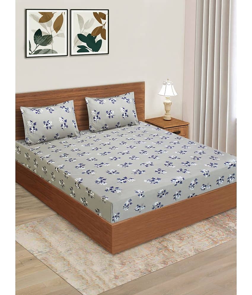 Home Candy Microfiber Double Bedsheet ( Gray )