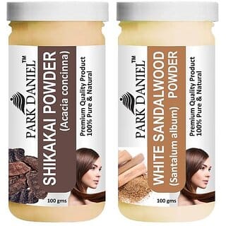 PARK DANIEL Pure & Natural Shikakai Powder & White Sandalwood Powder Combo Pack of 2 Bottles of 100 gm (200 gm ) (200 ml)