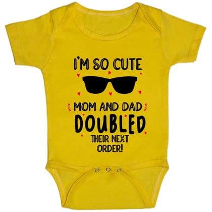 Yellow Im So Cute Cotton Romper For 6 To 12 Months