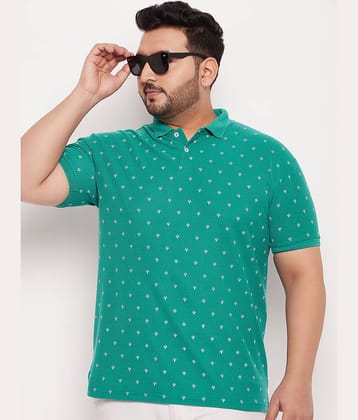 GET GOLF Pack of 1 Cotton Blend Regular Fit Printed Half Sleeves Men's Polo T Shirt ( Green )
