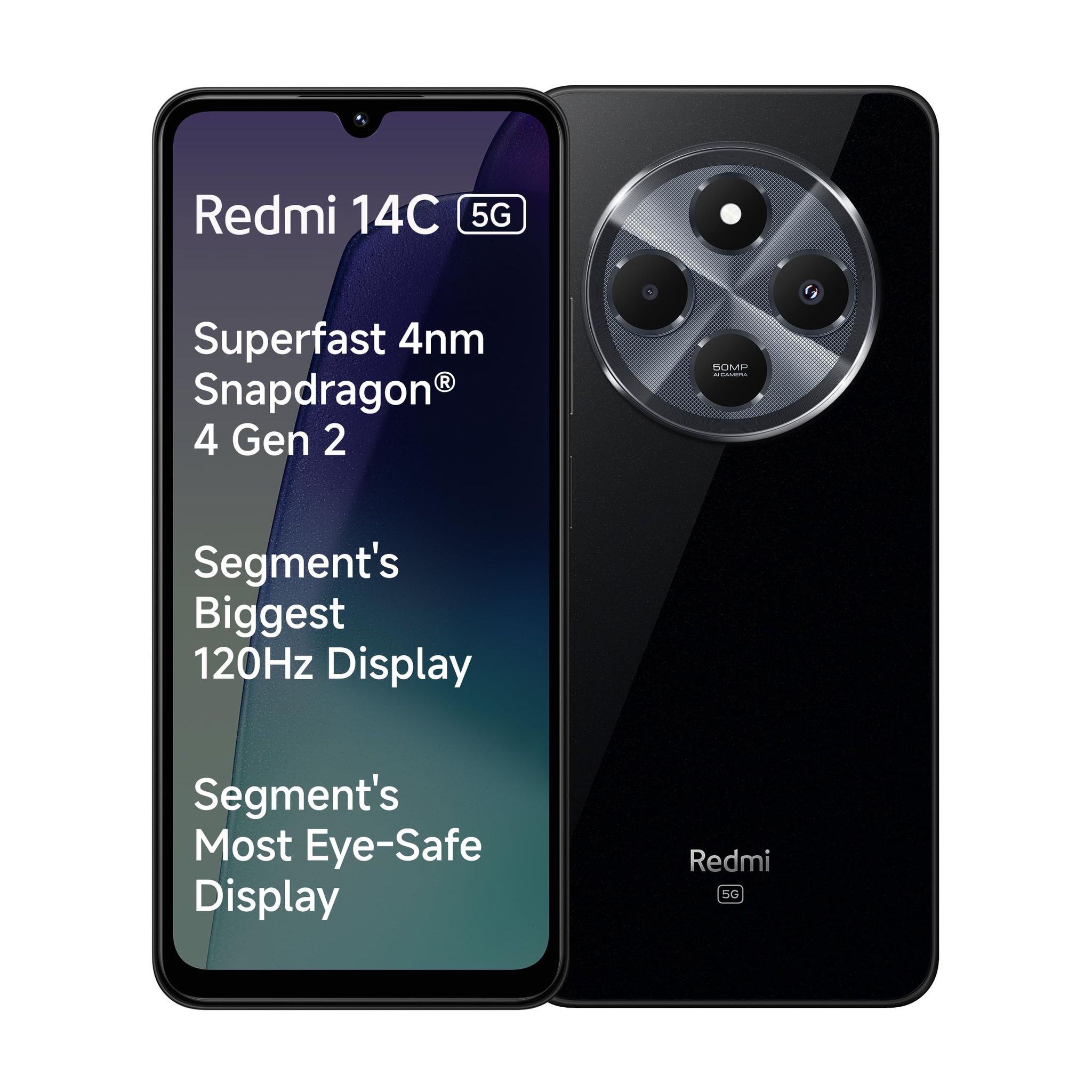 Redmi 14C 5G (Stargaze Black, 6GB RAM, 128GB Storage) | Superfast 4nm Snapdragon 4 Gen 2 | 120Hz 17.47cm (6.88) Display | 5160mAh Battery | 50MP Dual Camera | Premium Starlight Design