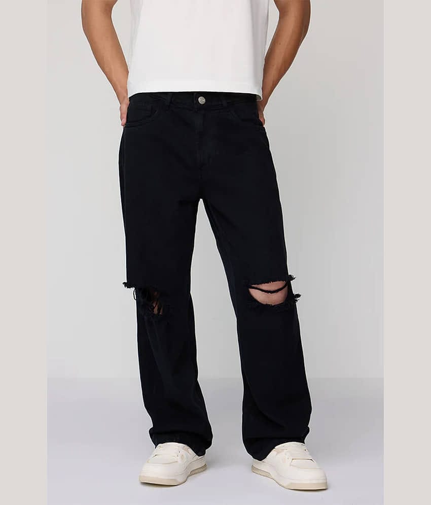 Star4well Relaxed Distressed Men's Jeans - Black ( Pack of 1 )
