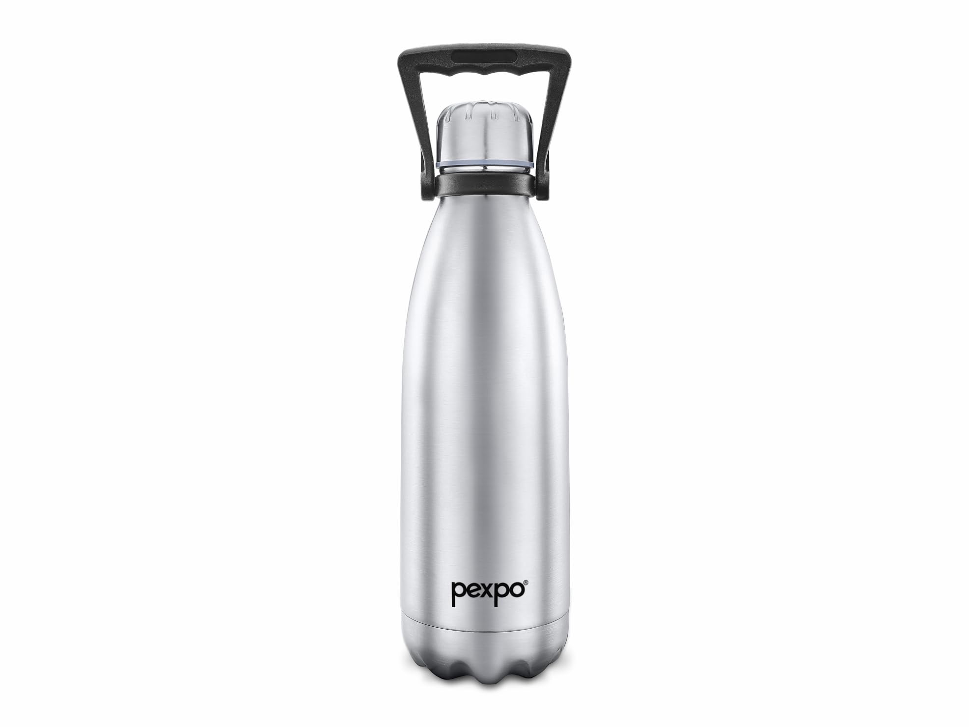 Pexpo Stainless Steel 24 Hrs Hot and Cold Vacuum Insulated Flask with Handle, 1.8 LTR, Set of 1, Silver, Echo | Lightweight | Trekking | Thermosteel Flask | Home | Kitchen | Traveling | Hiking