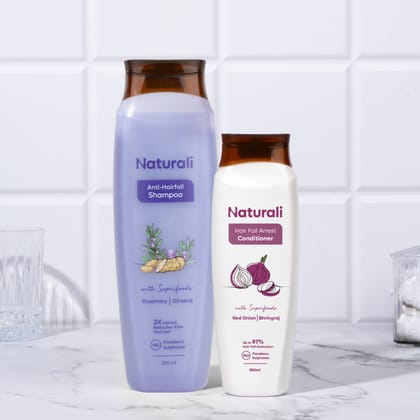 Naturali Anti-Hairfall Combo - Anti-Hairfall Shampoo + Hairfall Arrest Conditioner-370ml + 180ml