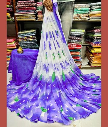 Bhuwal Fashion Georgette Printed Saree With Unstitched Blouse Piece ( Pink )