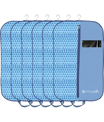 PrettyKrafts Foldable Men's Coat Cover, Blazer Cover, Pack of 6,BlueTrio, Size 60 X 91 CM