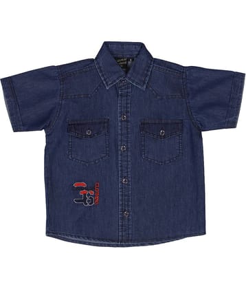 Cremlin Clothing Pack of 1 Boys 100% Cotton Half Sleeves Shirt ( Denim Blue )