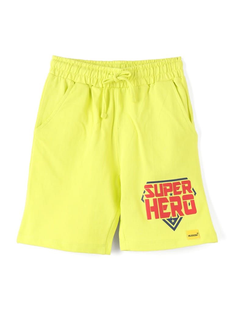 Premium Kids Boys Shorts Cotton French Terry Sulphur Spring Lime Super Hero 2025 at ShopCircuit 