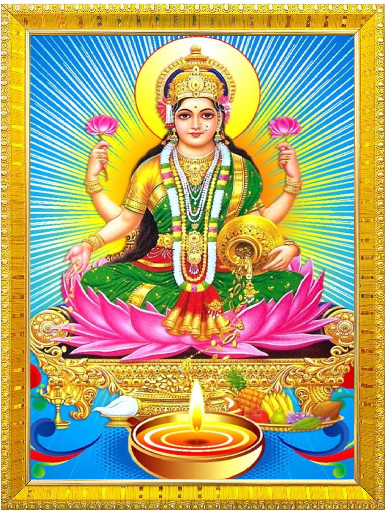 NOKKES Laxmi Devi Maa Mata Photo Frames Religious Photo frame 5X7 Inch Photo Frame_W6