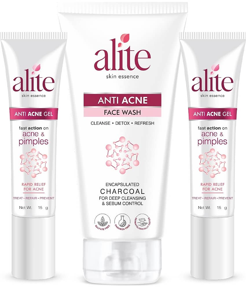 Alite Anti Acne Facewash with Charcoal 70g + (2) Anti Acne Gel 15g Combo Pack