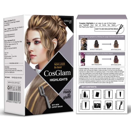 COSGLAM Hair Highlights Kit, Hair Highlights Colour for Women and Men, Bleach & Ready to Glam, DIY Kit