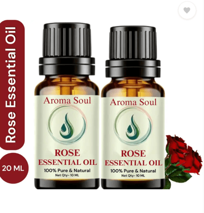aroma soul Rose Essential Oil for Skin, Aroma Therapy, Stress Relief, Diffuser, Pack of 2