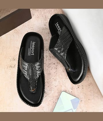Leeport Black Men's Thong Flip Flop