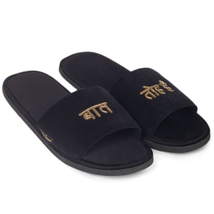 Baat Toh Hai Hindi Domani Slippers (Desi Series)-EU 42 / UK 8 / Black