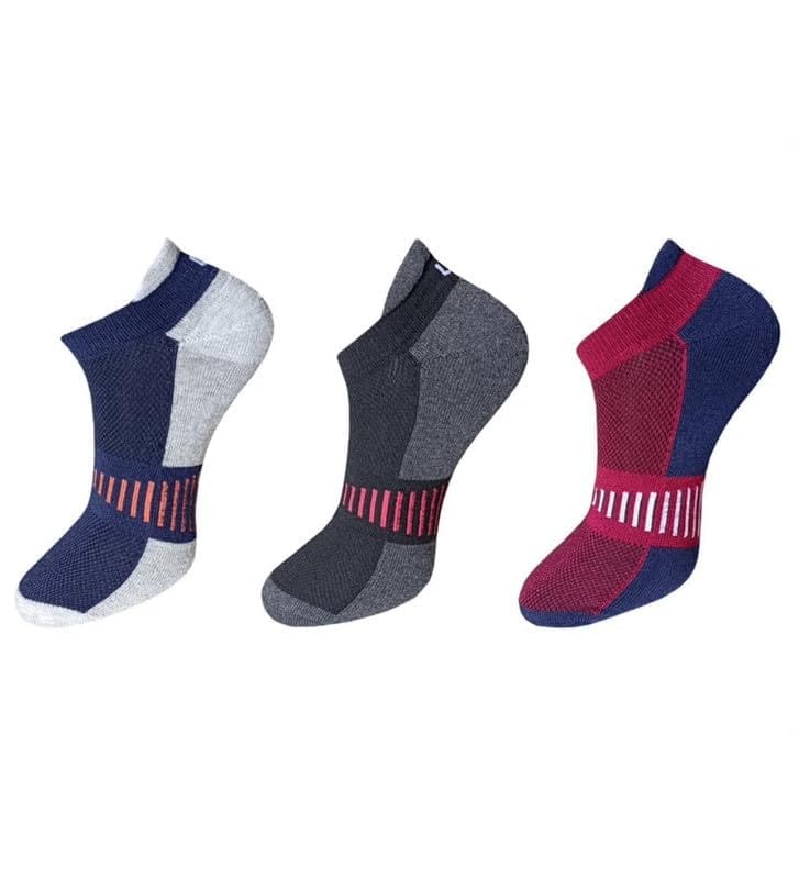 3_Pair Set Unisex Casual Cotton Striped Ankle Length Socks (Multicolor)-PID54097