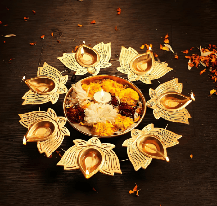 Lotus Diya Flower Urli