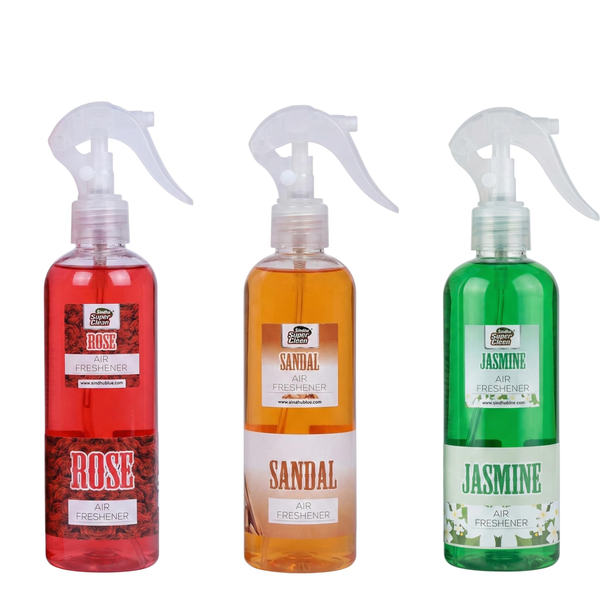 Sandal Rose Jasmine Air Freshener Spray Combo | Floral & Woody Fragrance | Long Lasting Room Freshener | Home, Bathroom, Office & Car Odour Remover | Pack of 3