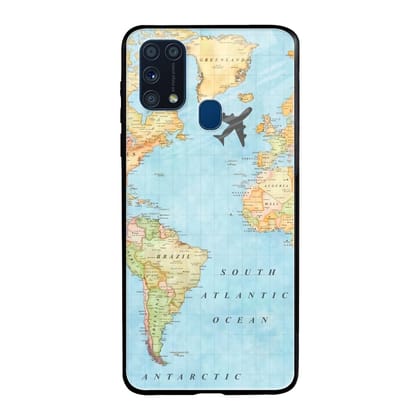 Travel Map Glass Case for Samsung Galaxy M31 Prime