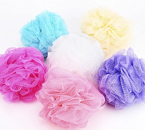 Elecsera Bath Shower Loofah Sponge Pouf Body Scrubber Exfoliator| Bathing Round Loofah for Men and Women| Ultra Soft Round Bath Sponge Loofah/Scrub (Pack of 6)