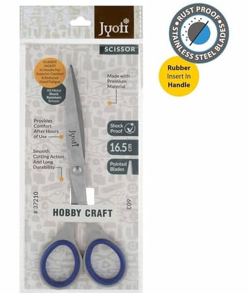 Jyoti Scissor for Hobby Craft Use - 603 (6 Inch) Stainless Steel Blades & Handle, Rubber Insert in Handle - Pack of 1