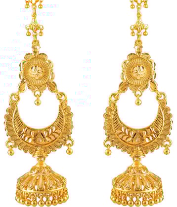 Vighnaharta - Golden Jhumki Earrings ( Pack of 1 )