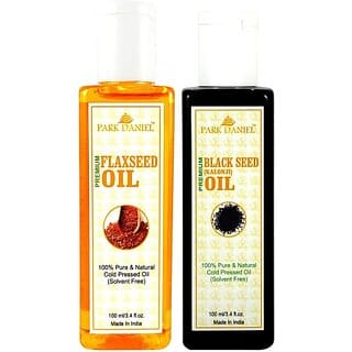 PARK DANIEL Organic Flaxseed oil and Blackseed oil - Natural &amp; Undiluted combo of 2 bottles of 100 ml (200ml) (200 ml)