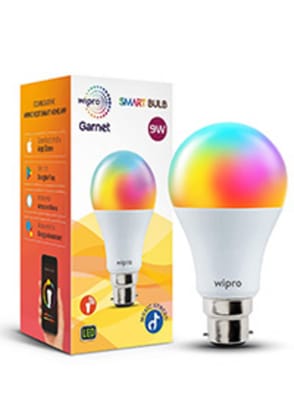 Wipro 12.5-Watt B22 WiFi Smart LED Bulb with Music Sync (16 Million Colors + Shades of White)