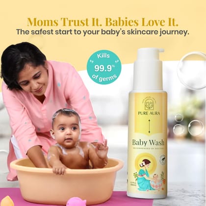 Pure Aura Winter Special Baby Care Kit | Moisturising Lotion + Baby Wash + Shampoo + Face Cream + Massage Oil | Ayurvedic | Chemical-Free | For Soft & Sensitive Skin | Safe for Newborns & Kids | Made in India