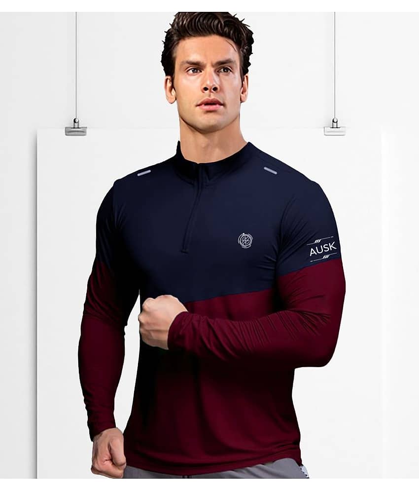 AUSK Maroon Polyester Regular Fit Men's Sports T-Shirt ( Pack of 1 )