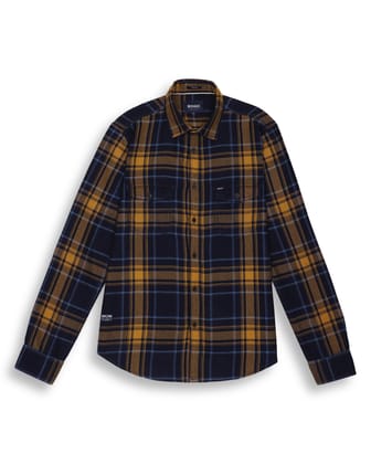 INDIGO CHECKS SHIRT IN YELLOW-M