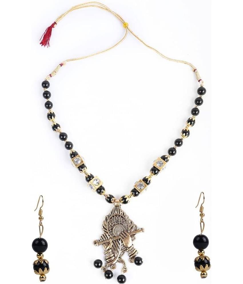 PUJVI - Black Alloy Necklace Set ( Pack of 1 )