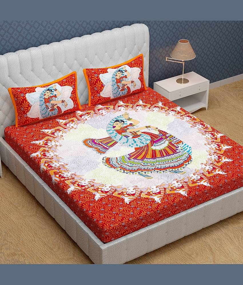 Cosito Cotton 1 Double Bedsheet with 2 Pillow Covers ( Red )