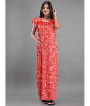 Apratim - Red Satin Women's Nightwear Nighty & Night Gowns ( Pack of 1 )