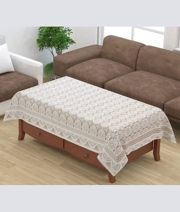Cotton Solid 4 Seater Rectangular Centre Table Cover Table Cover (152 x 101 cm)-white