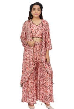 Three Piece Set (Blouse, Jacket and Ghagra) - 3XL - Fashion By Palak Jain