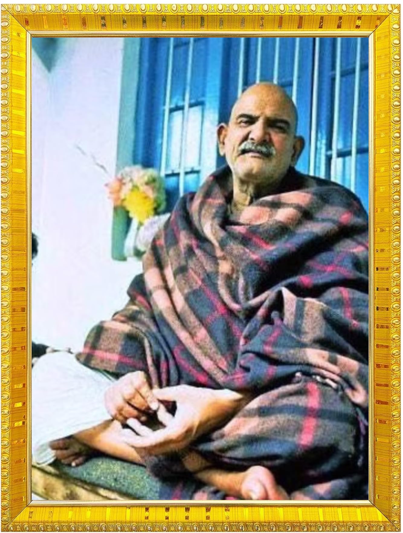 NOKKES Neem Karoli Baba Neev Karori baba Photo Frames Religious Photo frame 5X7 Inch Photo Frame_W20