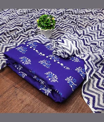 Rangtulika Ethnics Unstitched Cotton Blend Embroidered Dress Material - Blue ( Pack of 1 )