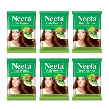 Neeta Hair Henna Powder Hair Color with 5 Herbs Natural Brown 50gm Pack of 6, Ammonia Free Hair Colour for Women & Men Neeta Hair Henna Powder Hair Color with 5 Herbs Natural Brown 50gm Pack of 6, Ammonia Free Hair Colour for Women & Men